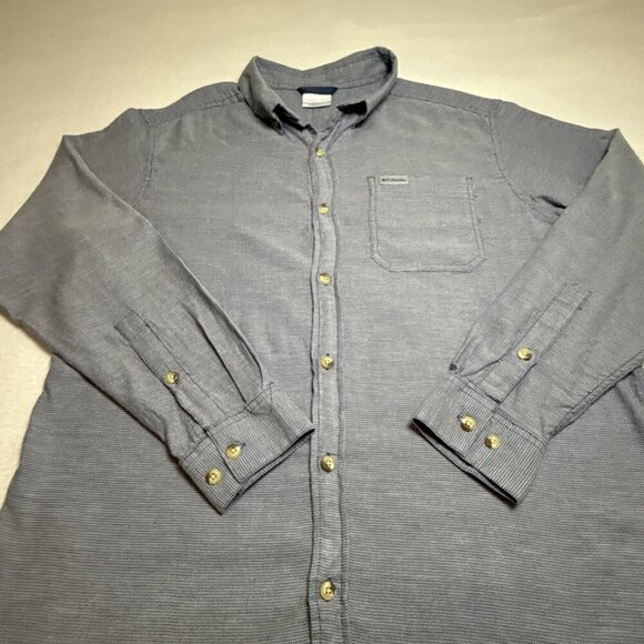 Men’s Columbia Long Sleeve Casual Button Down Shirt Super Soft Blue - Picture 2 of 9